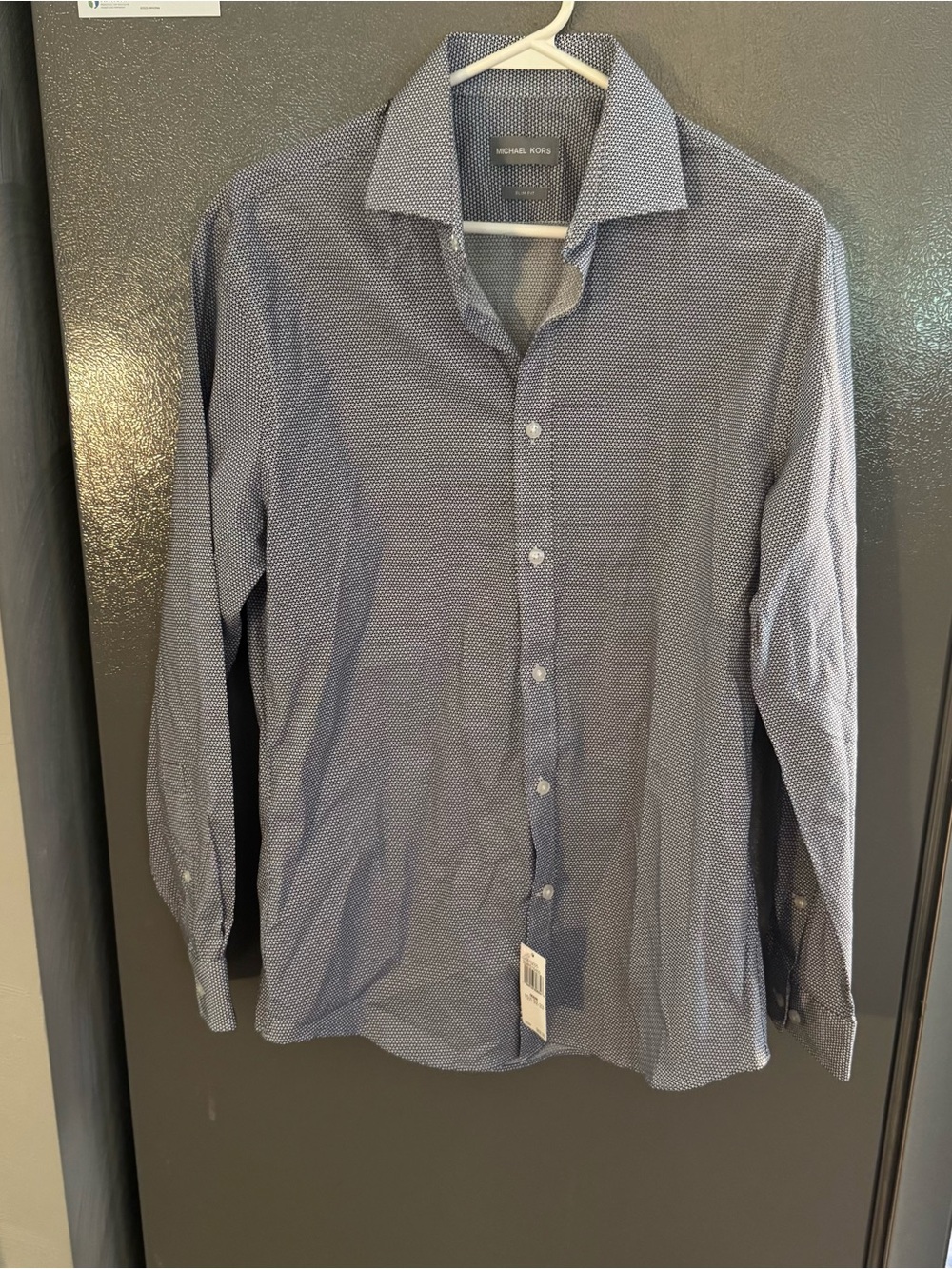 Michael Kors Navy Micro-Pattern Dress Shirt